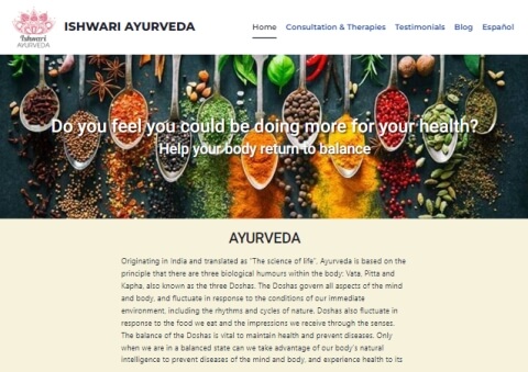 Ishwari Ayurveda website